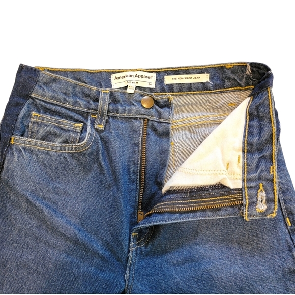 American Apparel High Rise Frayed Distressed Cropped Ankle Jeans Size 24 - Picture 4 of 5